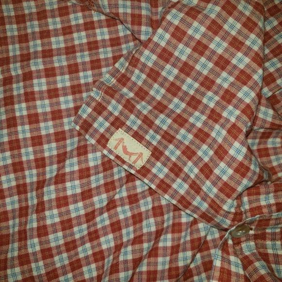 Marine Layer Women Long Sleeve Button Front Flannel Shirt Large red white Plaid - Picture 7 of 11